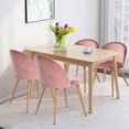 thumbnail image 7 of Homylin Modern Velvet Armless Dining Chair Set of 1, Mid Back Upholstered Seat with Oak Legs, Ideal for Home Office Kitchen Living Room, Pink, 7 of 7