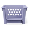 thumbnail image 3 of Mainstays Kids Large Purple Stackable Plastic Open-Front Toy Storage Basket with Handles, 3 of 6