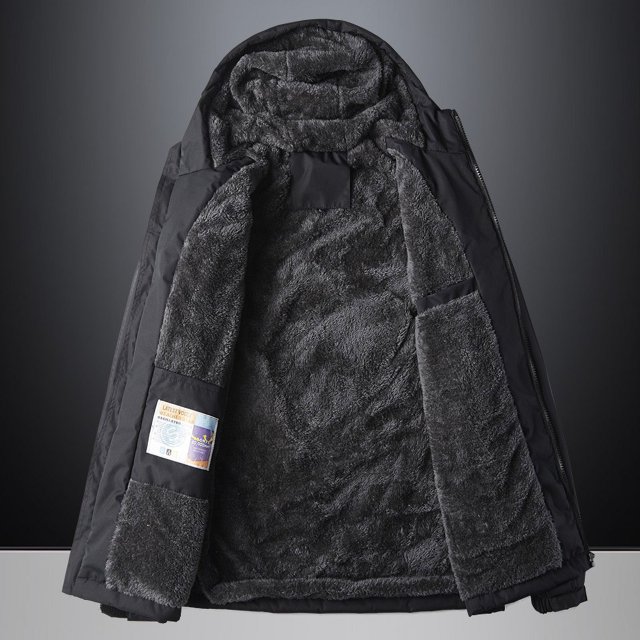 Chaqueta cálida para exteriores resistente al viento y al agua, chaqueta para hombre, ropa acolchada de algodón grueso con vellón agregado, abrigo informal acolchado de algodón para hombre, traje de