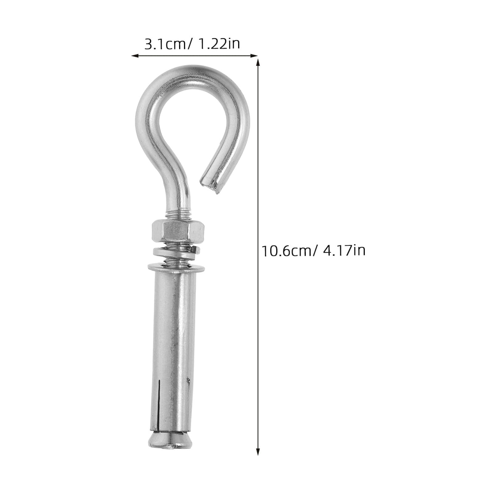 Hemoton Stainless Steel Expansion Hook Eye Bolt for Concrete Wall Anchors Silver 10pcs