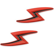 New 2x S Lightning Car Emblem For JDM Styling Hood Trunk Lid Metal Logo Badge Sticker (Red)