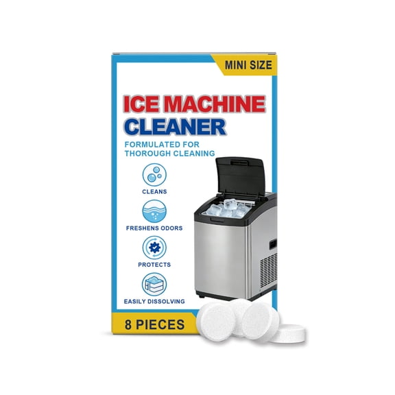 Ice Maker Cleaner Tablets 8-Pack, Descaling & Cleaning Tablets for Ice Machines, Removes Limescale, Mineral Buildup & Stains from Ice Trays & Parts, Easy Use Cleaning Cycle, Safe for All Ice Makers