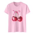 thumbnail image 5 of Essentials Womens Tees Tops Basic Shirts Cherry Graphic Summer Short Sleeve Slim Fit Basic Slim Undershirts, 5 of 5