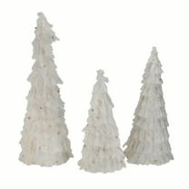 Northlight Set of 3 Blush Feather Cone Tree Christmas Decorations 15"-18.5"-23.5"