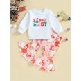 thumbnail image 2 of LMLYSoH Toddler Girl Fall Outfits Santa Flower/Letter Print Crew Neck Sweatshirts Flare Pants 2Pcs Christmas Clothes Set, 2 of 9