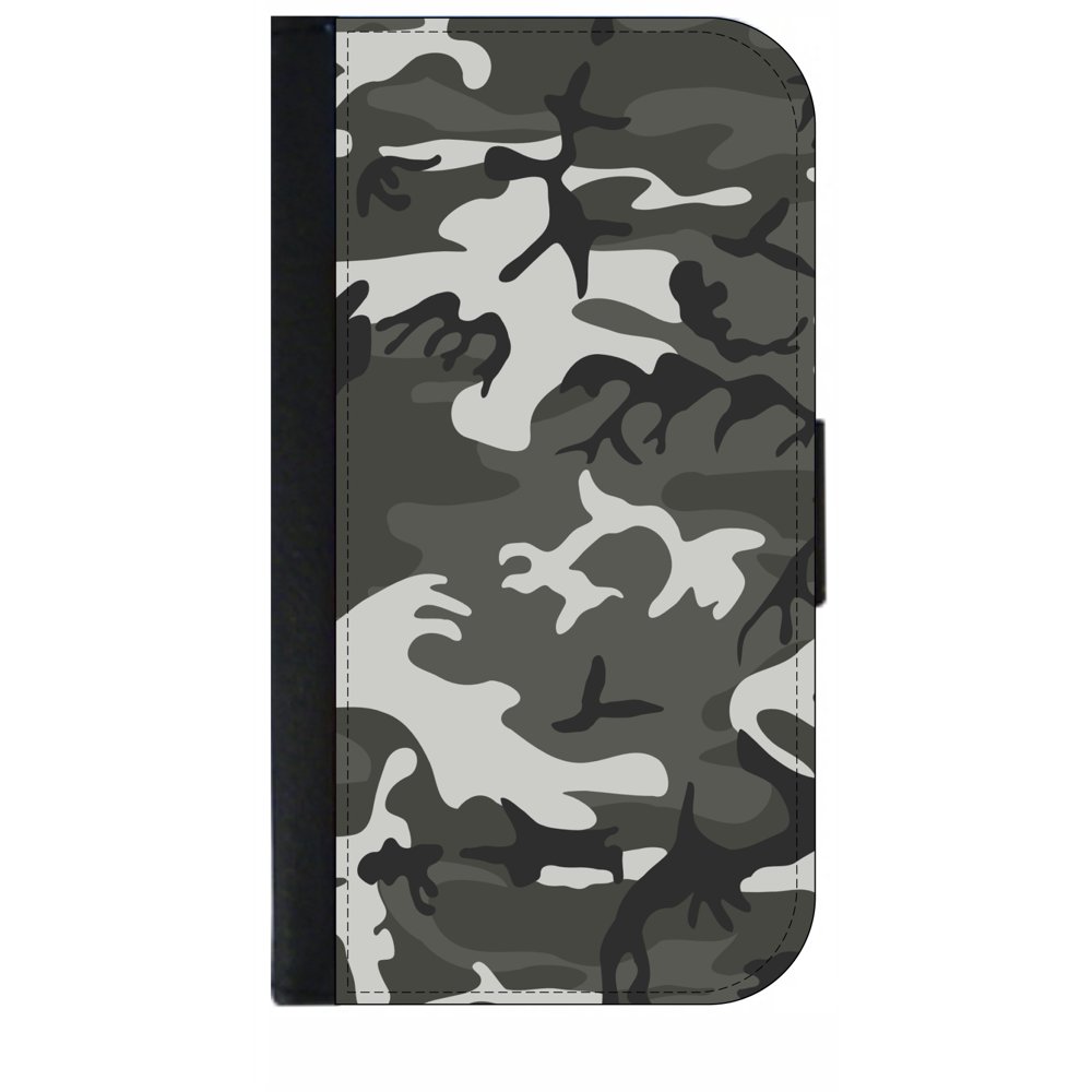 Camo Print Wallet Style Cell Phone Case with 2 Card Slots and a Flip