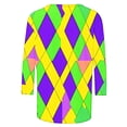 thumbnail image 4 of Jjayotai Women's Mardi Gras Outfits, Fashion Casual Round Neck 3/4 Sleeve Loose Strip Printed T-Shirt for Women Clearance,Suit for Carnival Party Multicolor-5 XXXL, 4 of 5