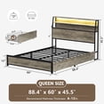 thumbnail image 3 of GUNAITO Queen Bed Frame with 2 Drawers Headboard Platform Bed Frame with LED Lights Charging Station Gray, 3 of 7