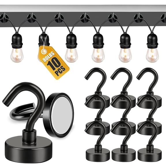 DIYMAG 10 Pcs 85Lb Magnetic Hooks for Cruise Cabins, Cruise Ship Essentials, Magnetic Hooks for Hanging, Refrigerator, Celling, Grill, Fridge, Kitchen(Black)