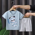 thumbnail image 2 of Toddler Boy Summer Clothes Outfits 2 Pcs Kids Cotton Short Sleeve Shirt Shorts Set 6-12 Months 12-24 Months 2t 3t 4t 5t 6t 7t Children(Light Blue,6-12 Months), 2 of 3