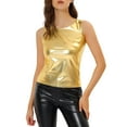 thumbnail image 1 of INSPIRE CHIC Women's Metallic Tank Top Halloween Club Party Shiny Sparkly Holographic Cami Top M Gold Tone, 1 of 6