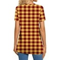 thumbnail image 5 of Women's T-Shirts Summer Plaid V Neck Button Short Sleeve Tops Casual Loose Tunic Comfortable Tee Blouses (XL, Yellow), 5 of 7