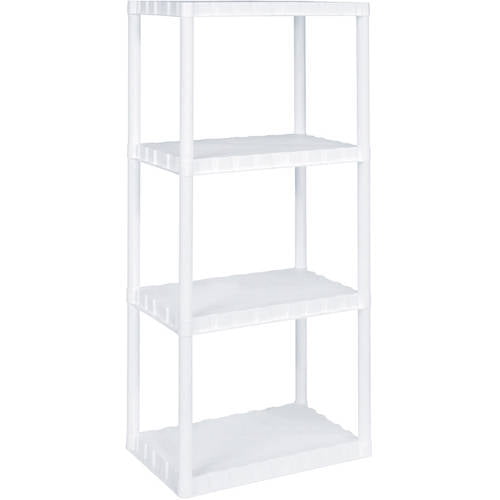 Keter Plastic 4Tier Shelf, 14" x 22" Resin Shelving Unit, White