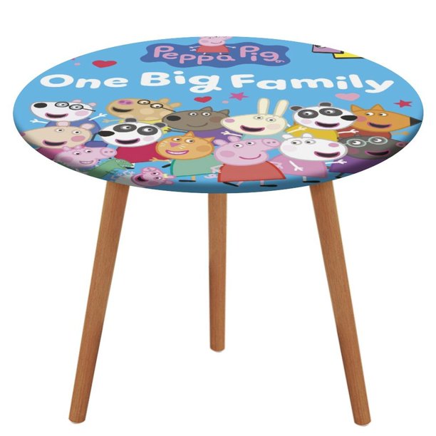 Peppa Pig-theme Fitted Round Tablecloths Elastic Edged Table Covers Waterproof Table Cloth for Kitchen Holiday Party Tables Decor 150cm