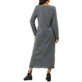 thumbnail image 5 of Gomelly Women Sweatshirts Dresses Solid Color Maxi Dress Loose Ladies A Line Work Crew Neck Light Gray L, 5 of 6