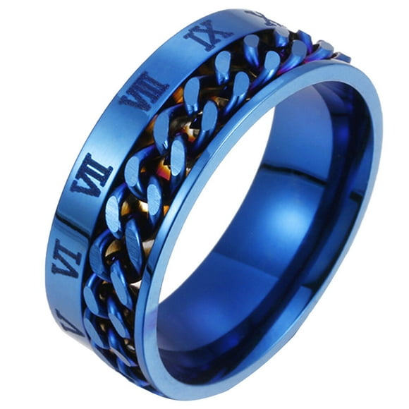 UPGRATOR 1Pcs Titanium Steel Chain Ring Unisex Chain Ring Blue Rotatable Accessory