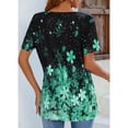 thumbnail image 5 of Camiseta de verano para mujer, pantalón corto informal, manga corta, Color degradado, estampado Floral, cuello en V, camiseta para mujer, 5 of 5