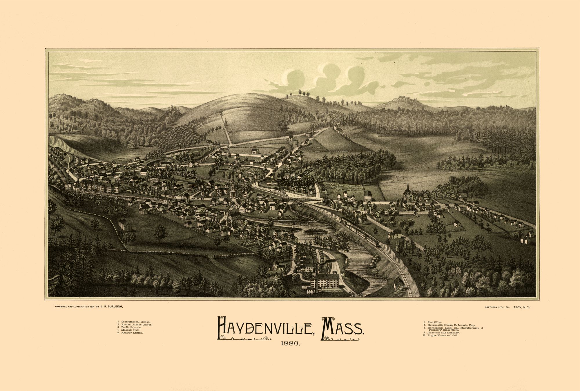 Haydenville Massachusetts Burleigh 1886 23.00 x 34.12 Matte Art