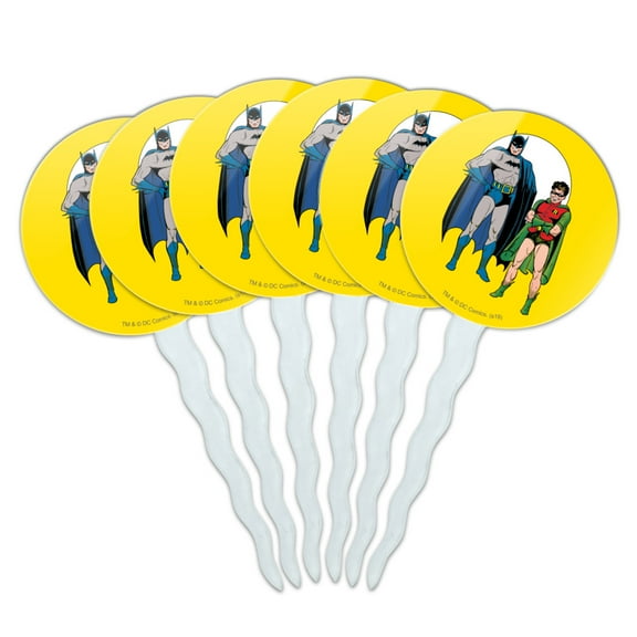 Batman and Robin Cupcake Picks Toppers Decoration Set of 6