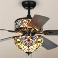 thumbnail image 2 of Ransoe 6-Light Blue Heart Tiffany 5-Blade 52-Inch Matte Black Ceiling Fan, 2 of 5