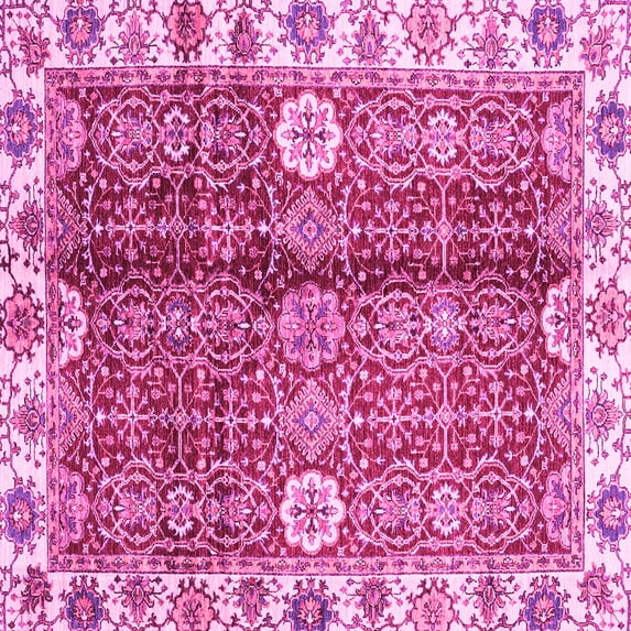 Ahgly Company Indoor Square Abstract Pink Modern Area Rugs, 3' Square