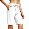 thumbnail image 2 of Kaemgyyd Womens Bermuda Sweat Shorts Drawstring High Waist Straight Leg Shorts Knee Length Workout Summer Casual Shorts with Pockets, 2 of 5