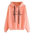 thumbnail image 2 of SEAOPEN Overstock Clearance Juniors Hooded Sweatshirts Cute Love Heart Drawstring Hoodies with Pocket - Teen Girls Casual Long Sleeve Hoodie Sweatshirt Pink,XL, 2 of 6