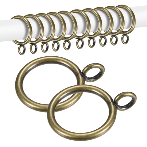 Uxcell 20-Pack Curtain Ring with Eyelet 1 Inch ID Fits Up to 3/4 Inch Curtain Rod Bronze Metal Drapery Rings