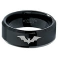 thumbnail image 2 of Tungsten Bat Spread Wings Band Ring 8mm Men Women Comfort Fit Black Beveled Edge Polished, 2 of 4