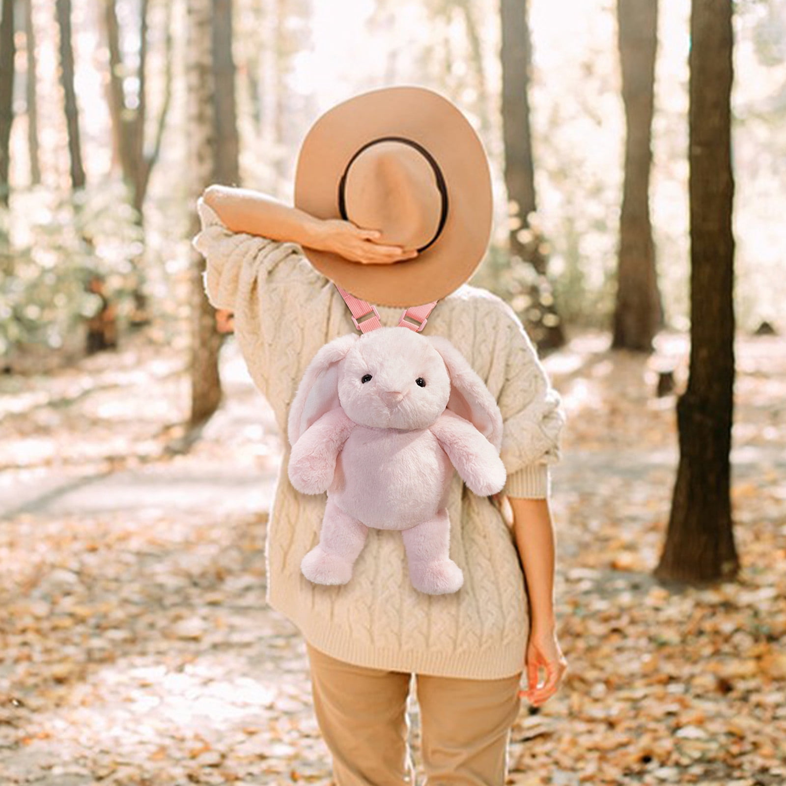 SPOORYYO Forest Animals Plushie Toy Backpack Cute Animal Shaped Stuffed Toy with Straps Adorable Rabbits for School Birthday Gift