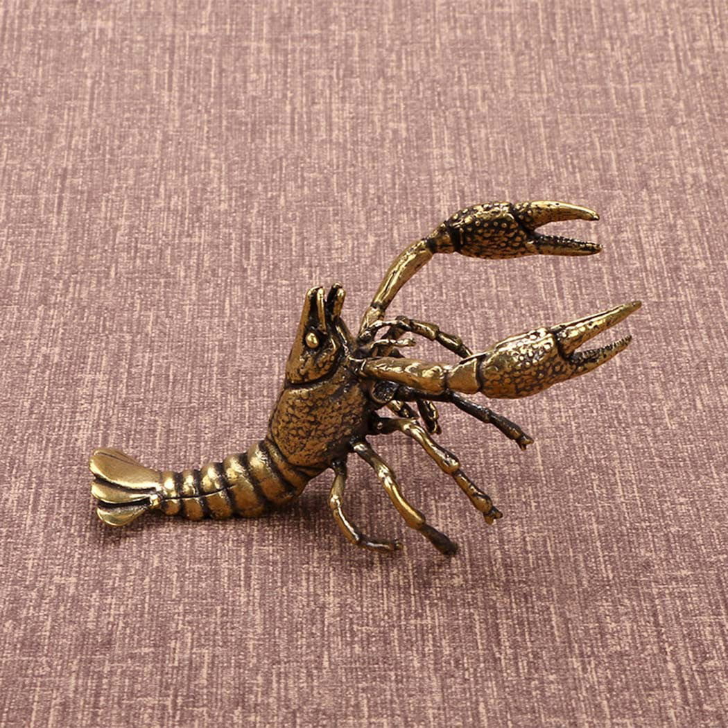 Brass Lobster Figurines Prawn Statue Animal Figurines Home Office Ornament 