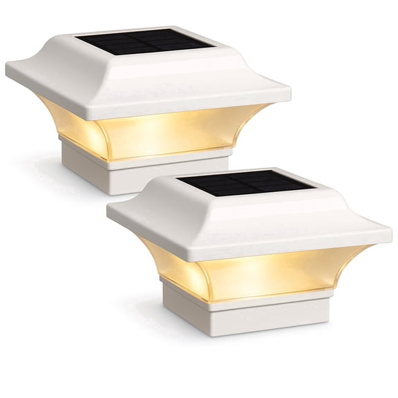 Classy Caps 2x2 Imperial Solar Post Cap - Fits 2"x2", 2.25"x2.25", and 2.5"x2.5" Posts - White Aluminum (Set of 2)
