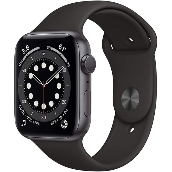 Restored Apple Watch Series 6 (GPS, 44mm) - Space Gray Aluminum Case with Black Sport Band (Refurbished)