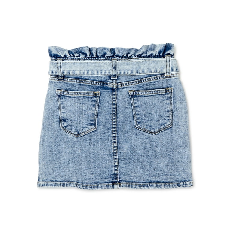Vigoss Girls Paperbag Waist Belted Jean Skirt Sizes 7 14