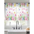thumbnail image 2 of Easter Flowers Sheer Curtains 2 Panels Set Watercolor Pink Blue Purple Tulip Floral Eggs Butterfly Sheer Window Curtains Light Filtering Rod Pocket Voile Drapes for Bedroom Living Room 52"x45", 2 of 9