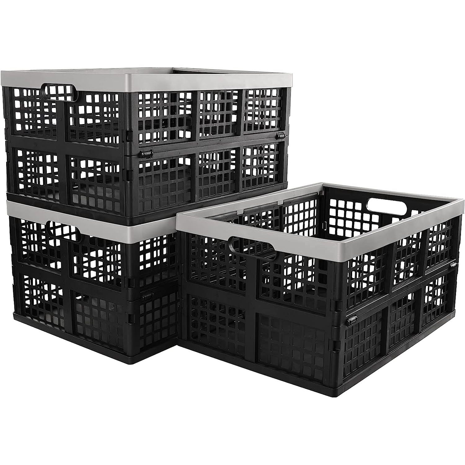 ZQRPCA Collapsible Storage Crates Plastic, Large Foldable Crates Set of