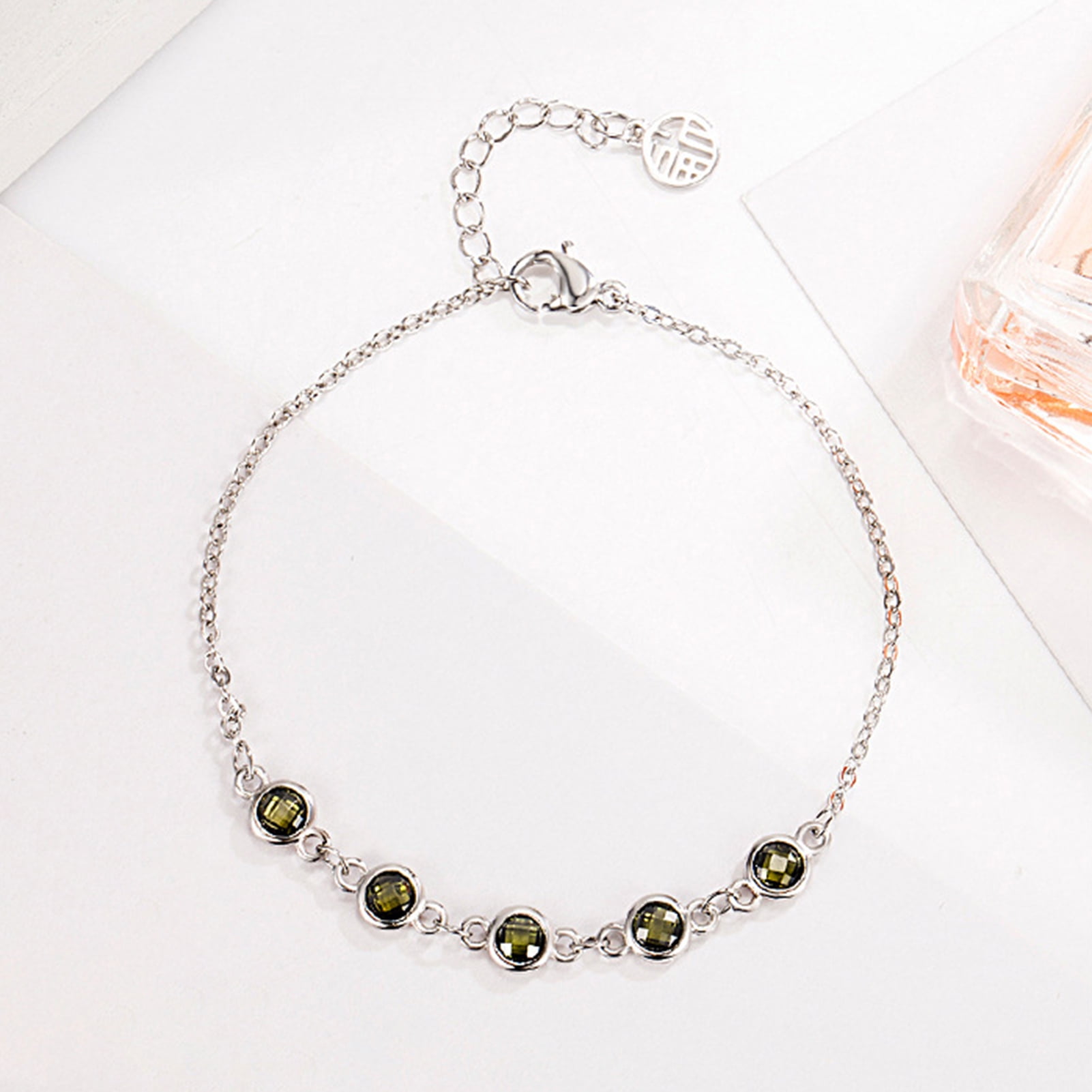 Chain Bracelet Glittery 5 Beads Fashion Accessories Geometric