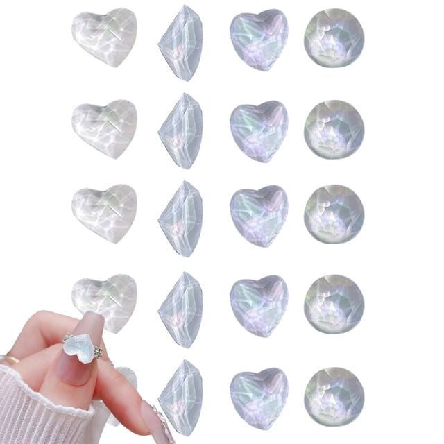 20 piezas de diamantes de imitación para uñas, diamantes de imitación de cristal blanco, piedras de gemas de vidrio con parte posterior plana para uñas, manualidades, ropa, zapatos, joyería