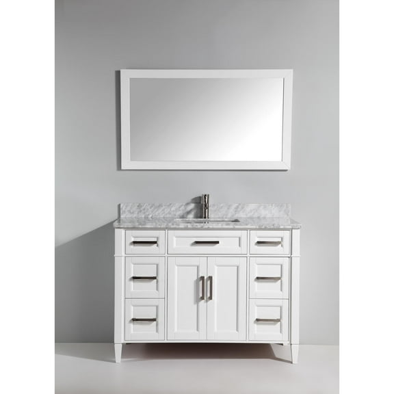 Vanity Art 48 inch single sink bathroom vanity set with carrara marble vanity top.