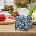 thumbnail image 5 of Psesaysky Fashion Tissue Box Cover, Modern PU Leather Square Tissue Box Holder for Creative Decorative, Ideal for Bathrooms/Office/Car/Nightstand/Dining Table, 5.1"X5.1"X5.5", Blue Baroque Floral, 5 of 7