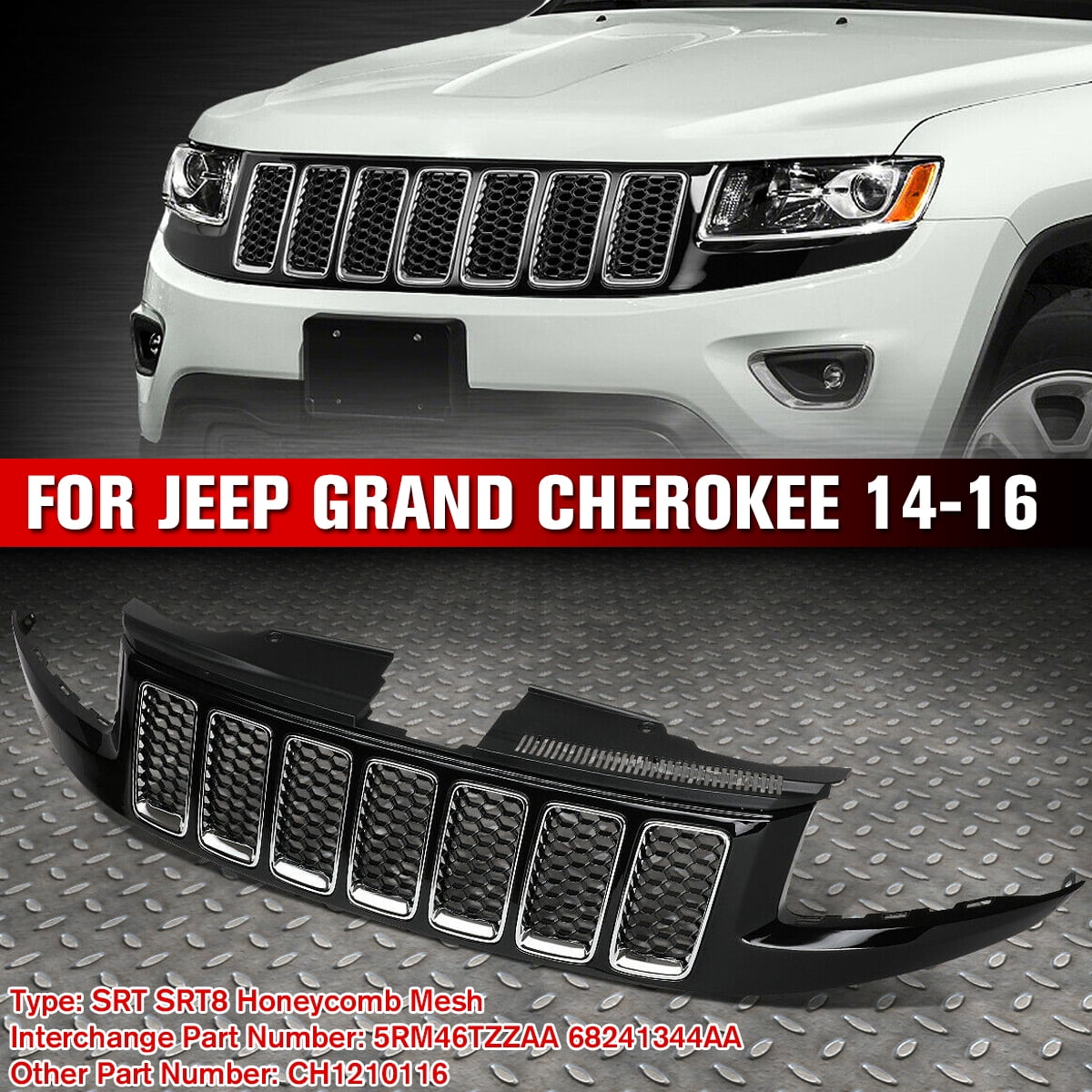 For Jeep Grand Cherokee 2014-2016 ABS Front Grille Honeycomb Mesh Front ...