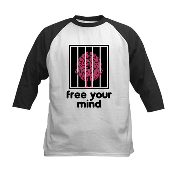 CafePress - Free Your Mind Kids Baseball Jersey - Kids Cotton Baseball Jersey, 3/4 Sleeve Shirt