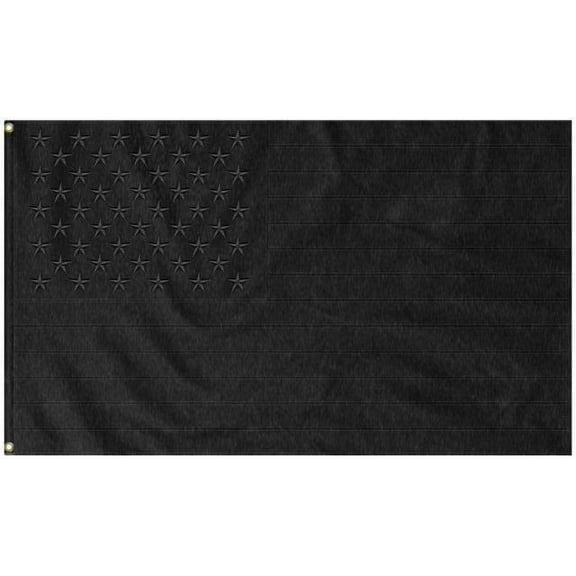 USA Black Embroidered 3'X5' Feet Blackout Flag Rough Tex® 600D 2-Ply Nylon