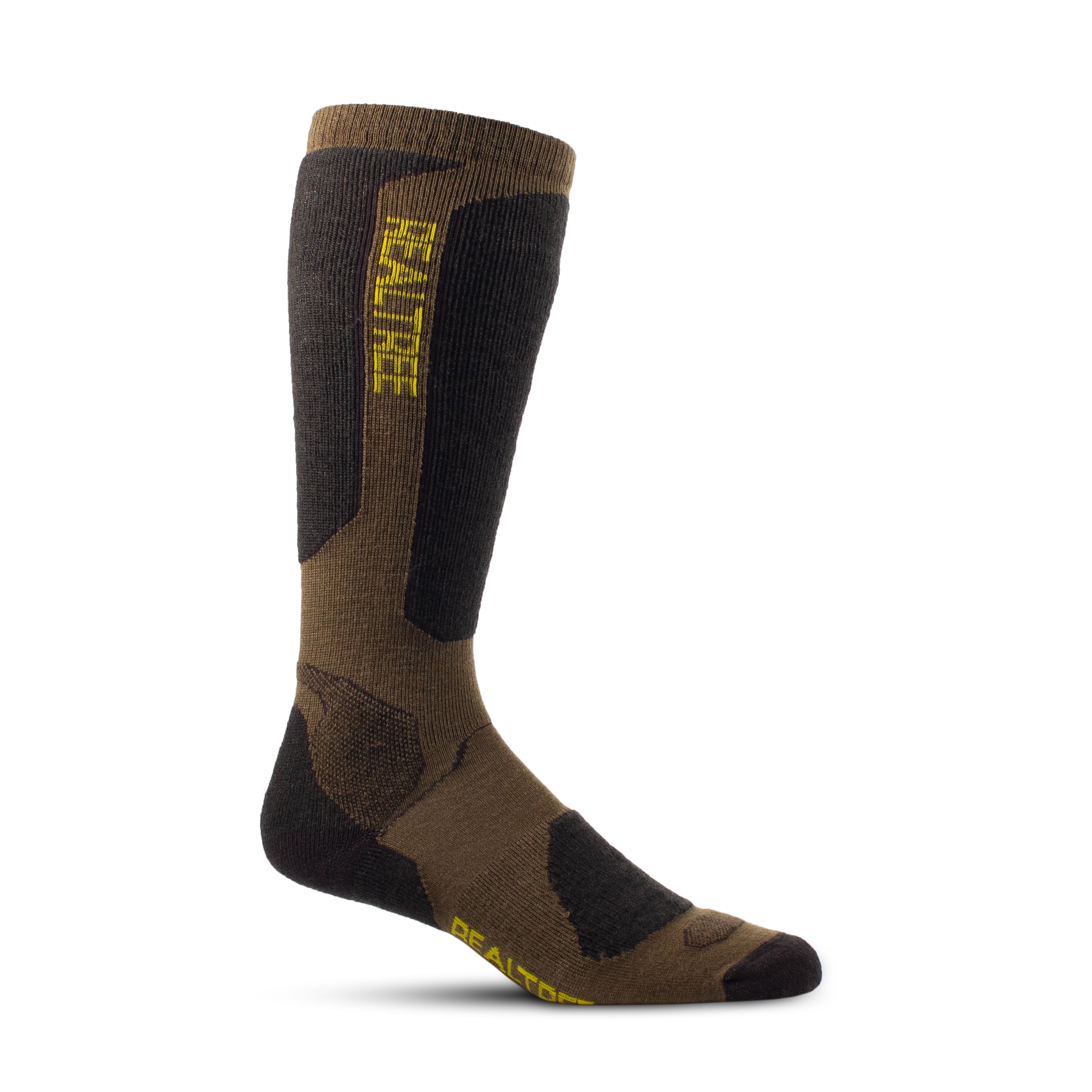 Realtree® Men's Merino Wool Lightweight Crew Sock (Coyote Brown, Large)