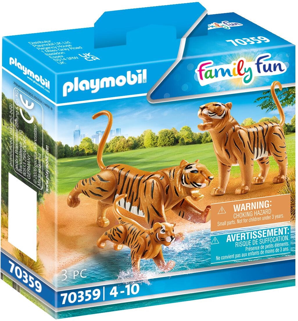 PLAYMOBIL Tigers with Cub Action Figure Set, 3 Pieces