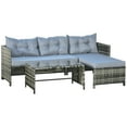 thumbnail image 2 of Outsunny Rattan Wicker Furniture Set with Coffee Table, Light Gray, 2 of 9