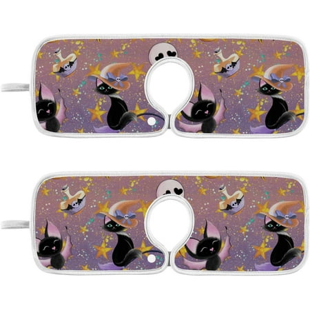 

Halloween Black Cat Cute Sink Splash Guard for Faucet 2 Packs Faucet Absorbent Mats Bat Skull Faucet Handle Drip Catcher Quickly Drying Mat for Kitchen Counter Bathroom