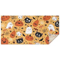 Cute Halloween Icons Pattern Rectangle Tablecloth 60"x120",Waterproof Polyester Rectangle Table Cloth, Wipeable Spillproof Polyester Tablecloth for Dining, Camping, Indoor and Outdoor