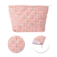 thumbnail image 4 of Bolsas de Maquillaje de Lazo a Cuadros Únicas 1 Pc Naranja Rosa Poliéster, 4 of 5