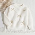 thumbnail image 2 of Lorytime Girl Sweaters Winter Kid Christmas Pearl Bow Knitted Pullover Crewneck Long Sleeve Tops Soild Knitwear 6 Years, 2 of 9